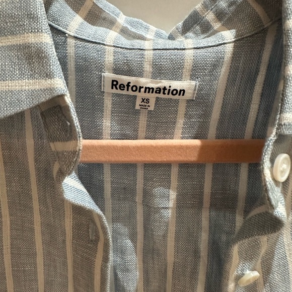 Reformation button up striped oversized long sleeve - Picture 2 of 4